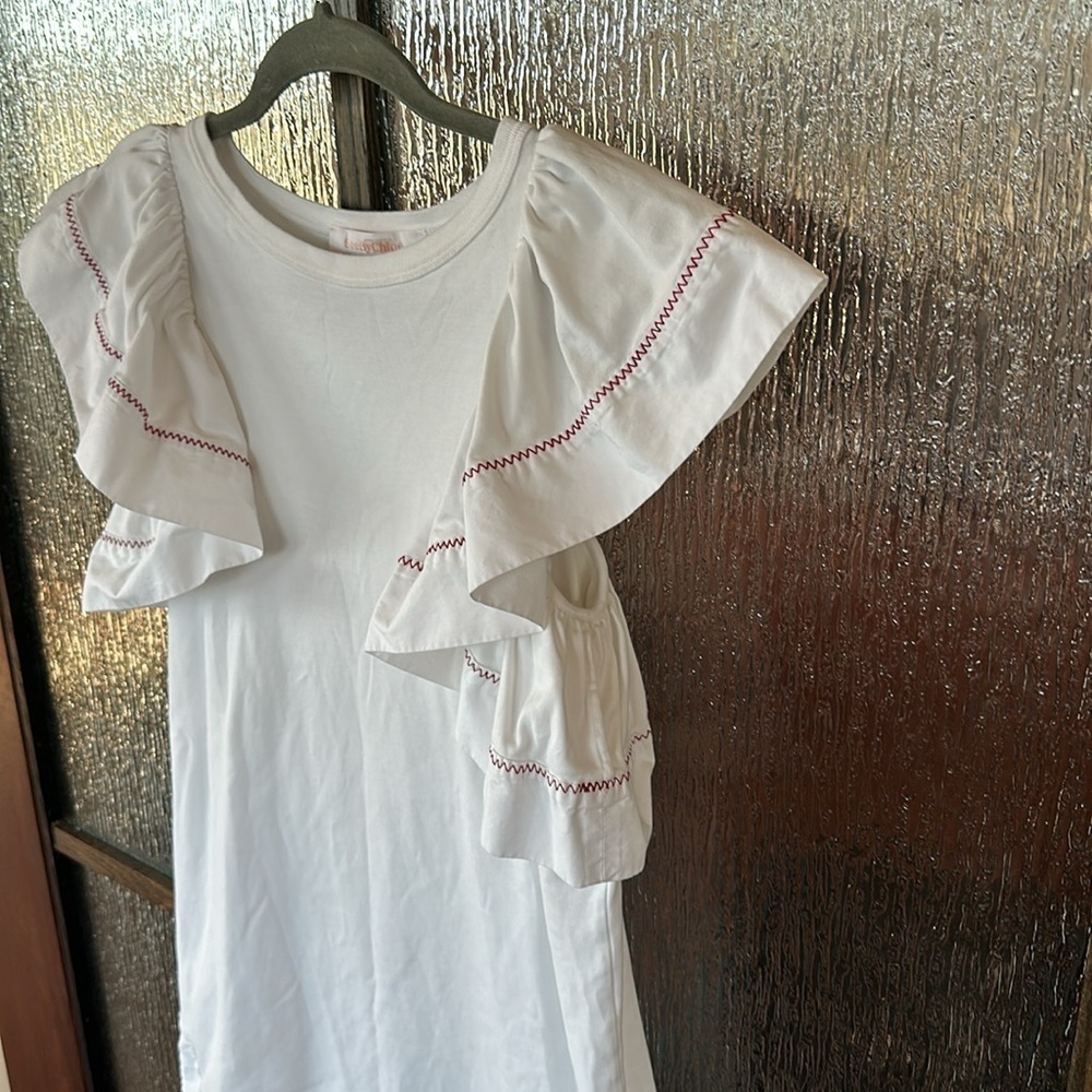 See By Chloe White Flared Sleeveless Stitched Ruffled Tunic Top size S - Picture 7 of 12